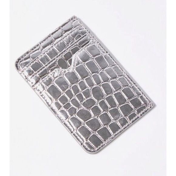 Silver Faux Crocodile Mini Wallet Credit Card Holder Money Holder New With Tags - Picture 2 of 6
